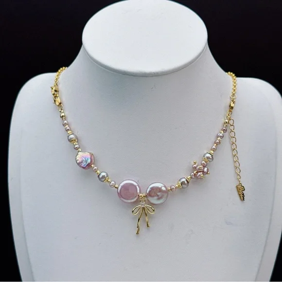 B98 Handmade Freshwater Baroque Pearl Bracelet Necklace 2in1